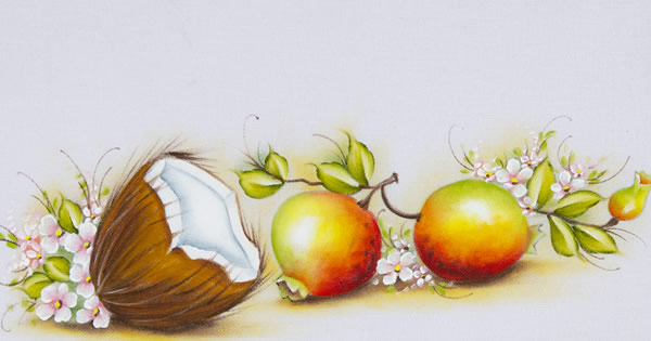 pintura de frutas em tecido