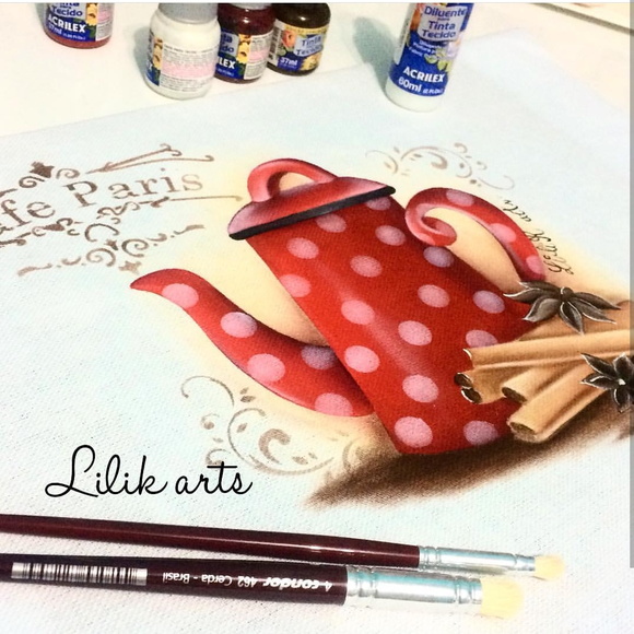 pintura Bule vermelho poá