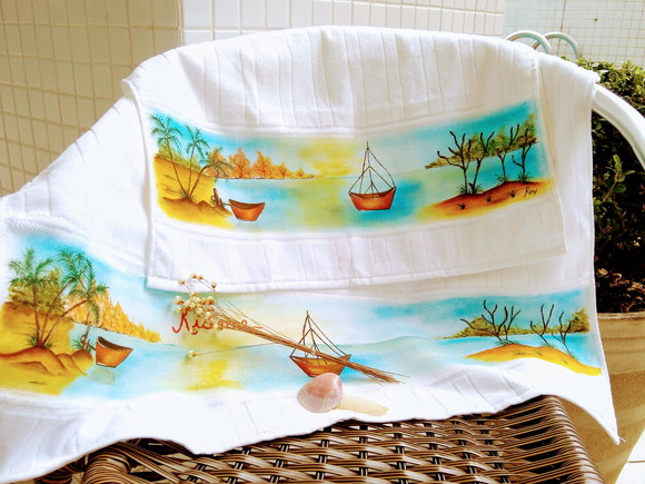 toalhas pintadas paisagem