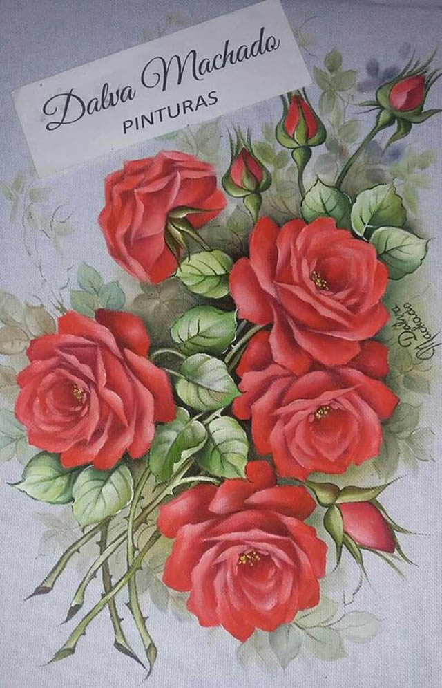 pintura em tecido de flores