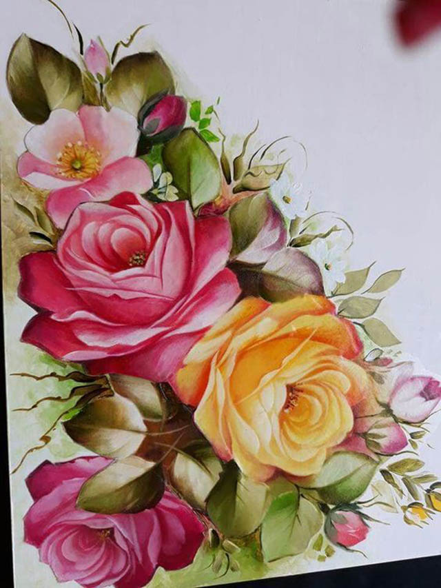 pintura em tecido de flores