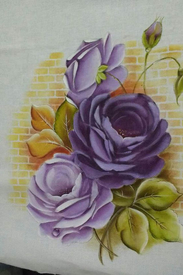 pintura em tecido de flores