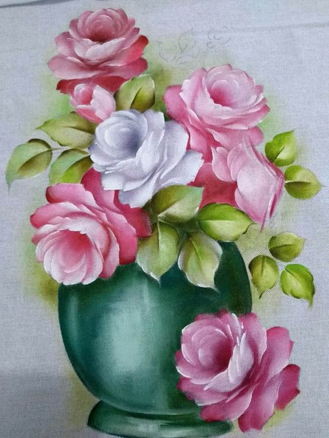 pintura em tecido de flores