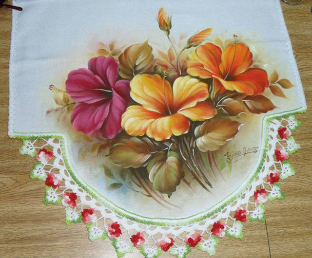 pintura em tecido de flores