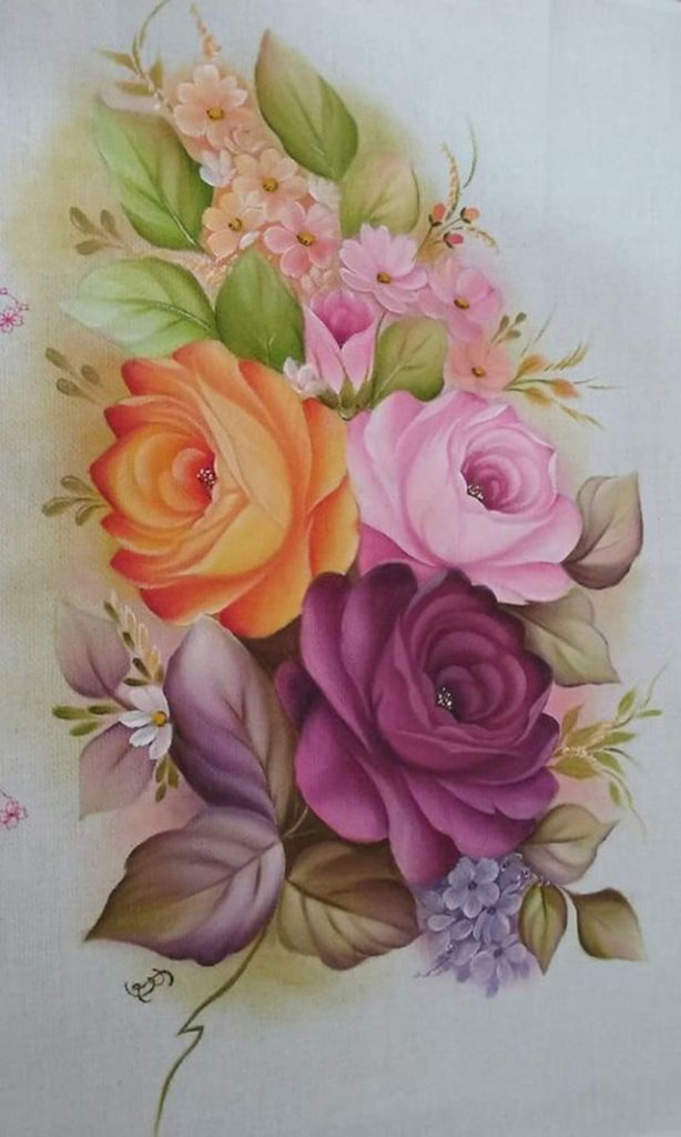 pintura em tecido de flores