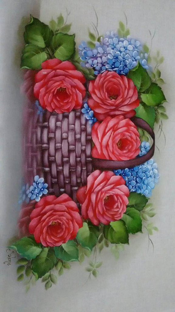 pintura em tecido de flores