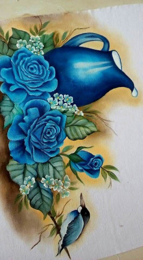 pintura em tecido de flores