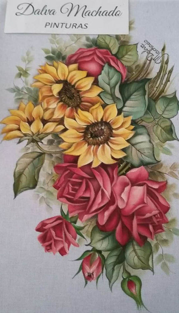 pintura em tecido de flores