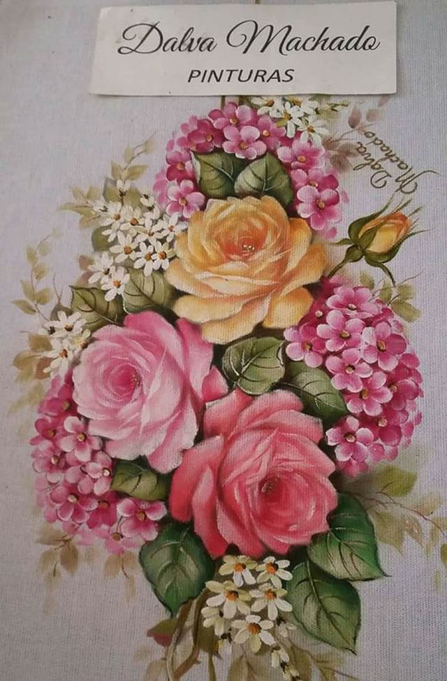 pintura em tecido de flores