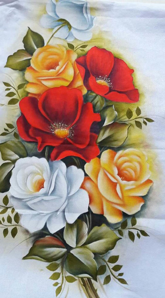 pintura em tecido de flores