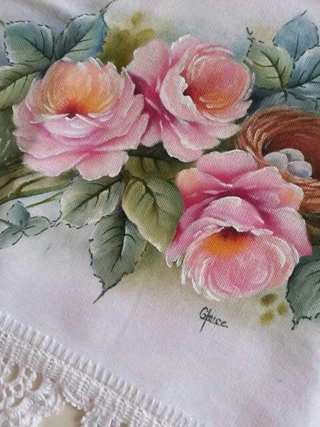 pintura em tecido de flores