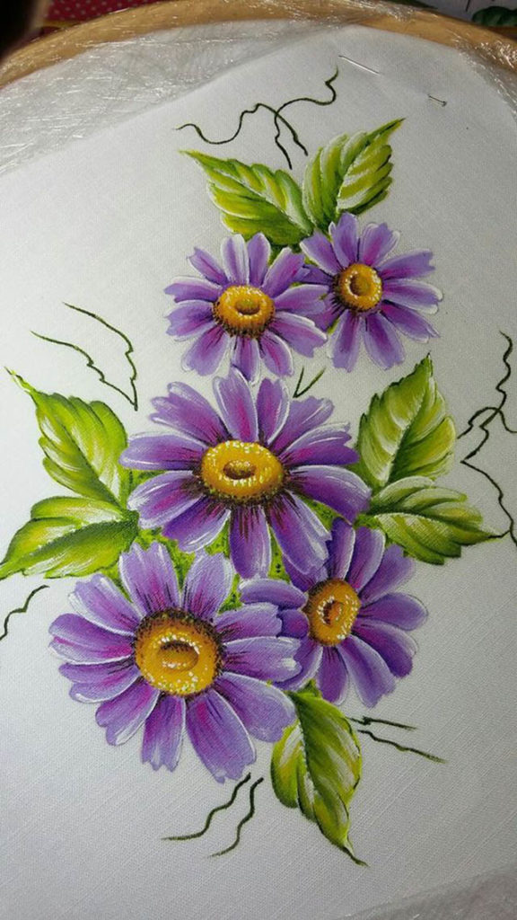 pintura em tecido de flores