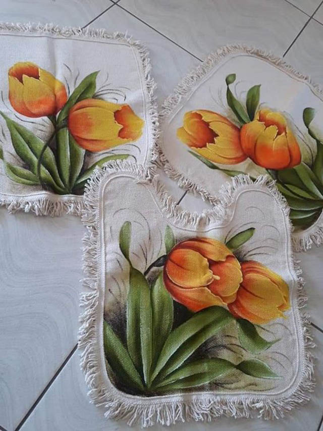 pintura em tecido de flores