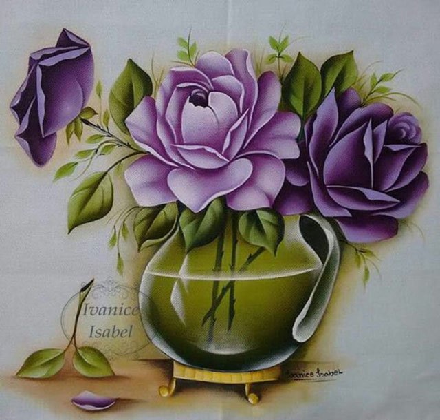 pintura em tecido de flores