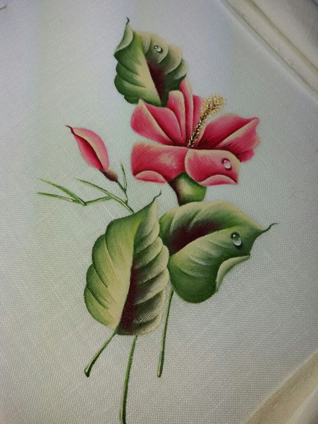 pintura em tecido de flores