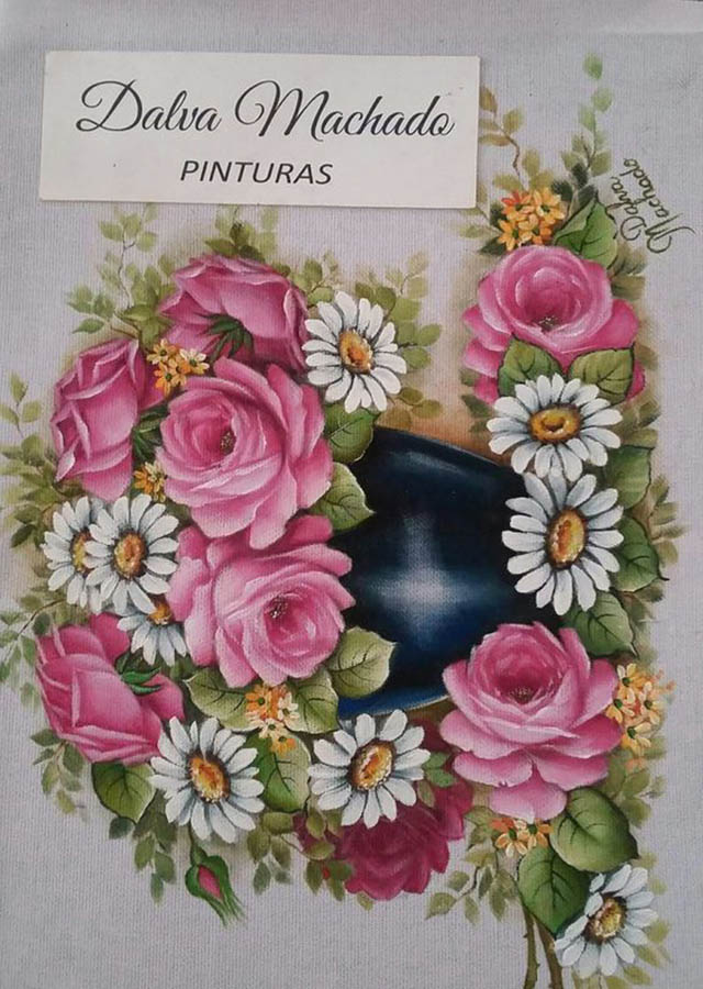 pintura em tecido de flores