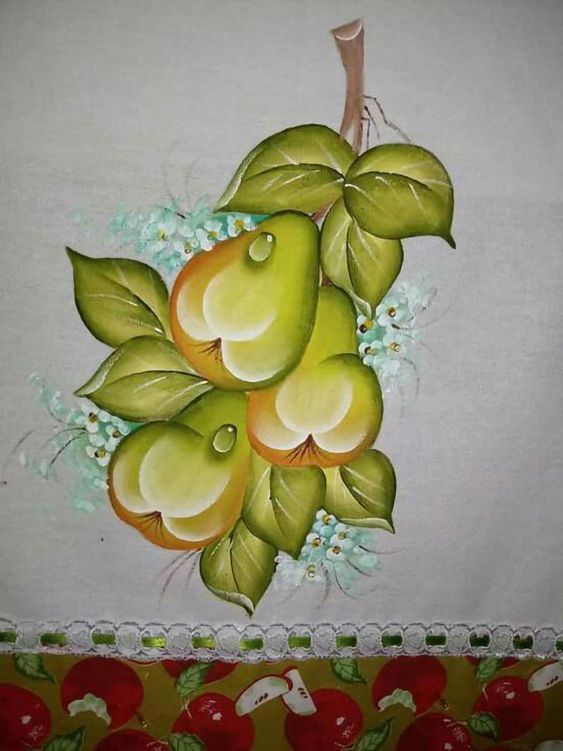 pintura de frutas em tecido
