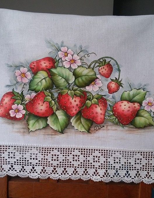 pintura de frutas em tecido