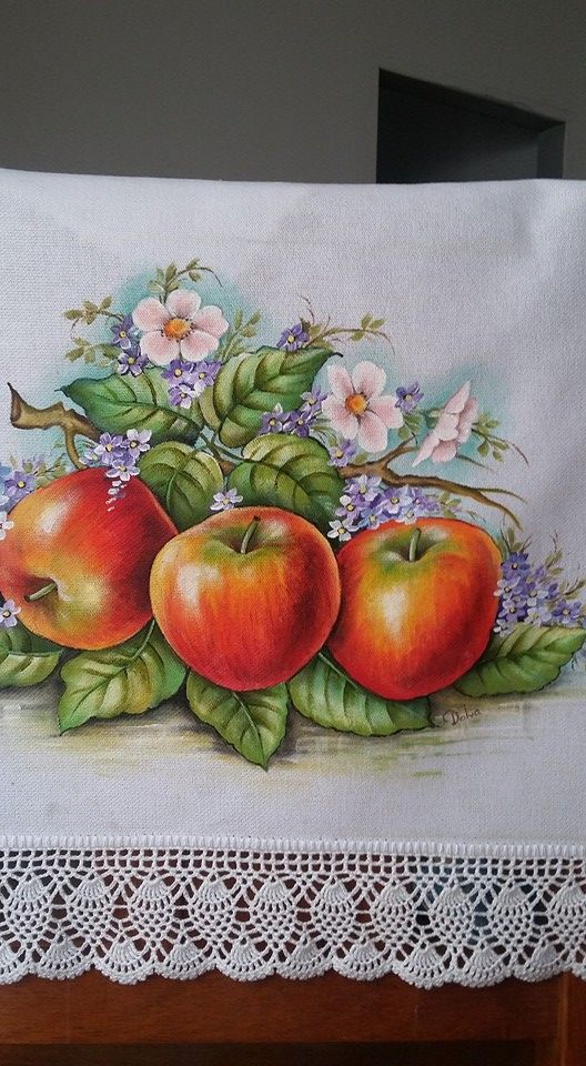 pintura de frutas em tecido