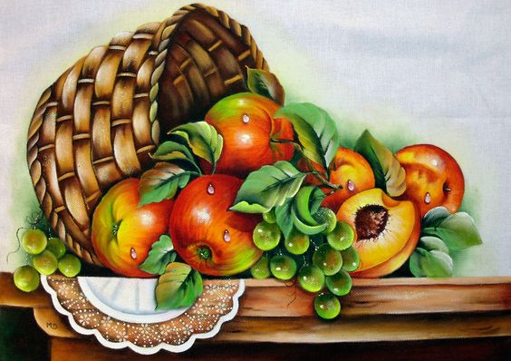pintura de frutas em tecido