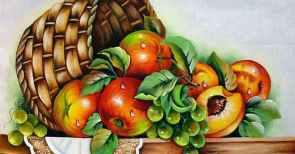pintura de frutas em tecido