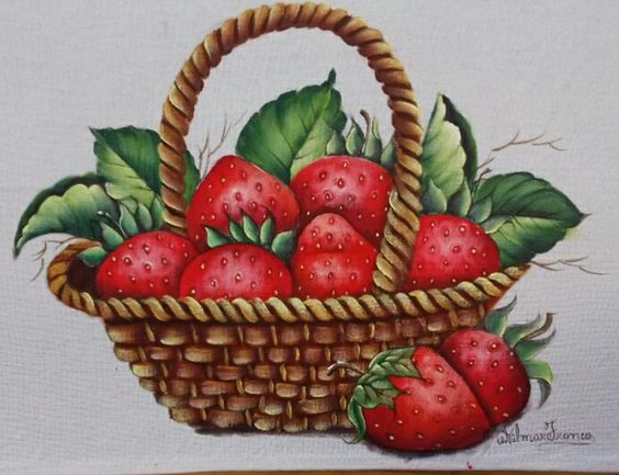 pintura de frutas em tecido