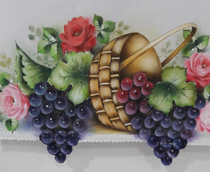 pintura de frutas em tecido