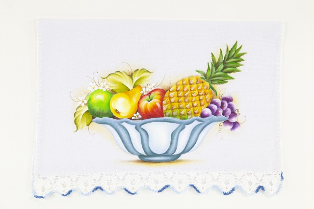 Pintura de cesta com frutas 