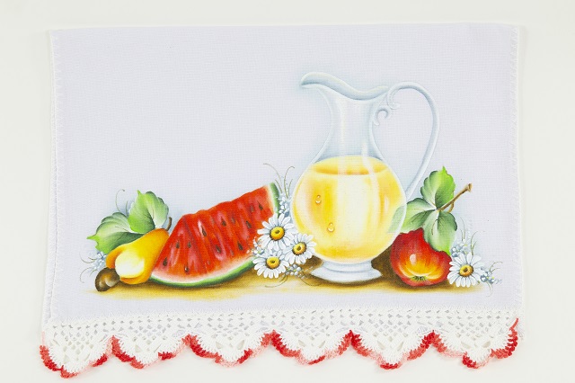 Pintura de jarro e frutas 